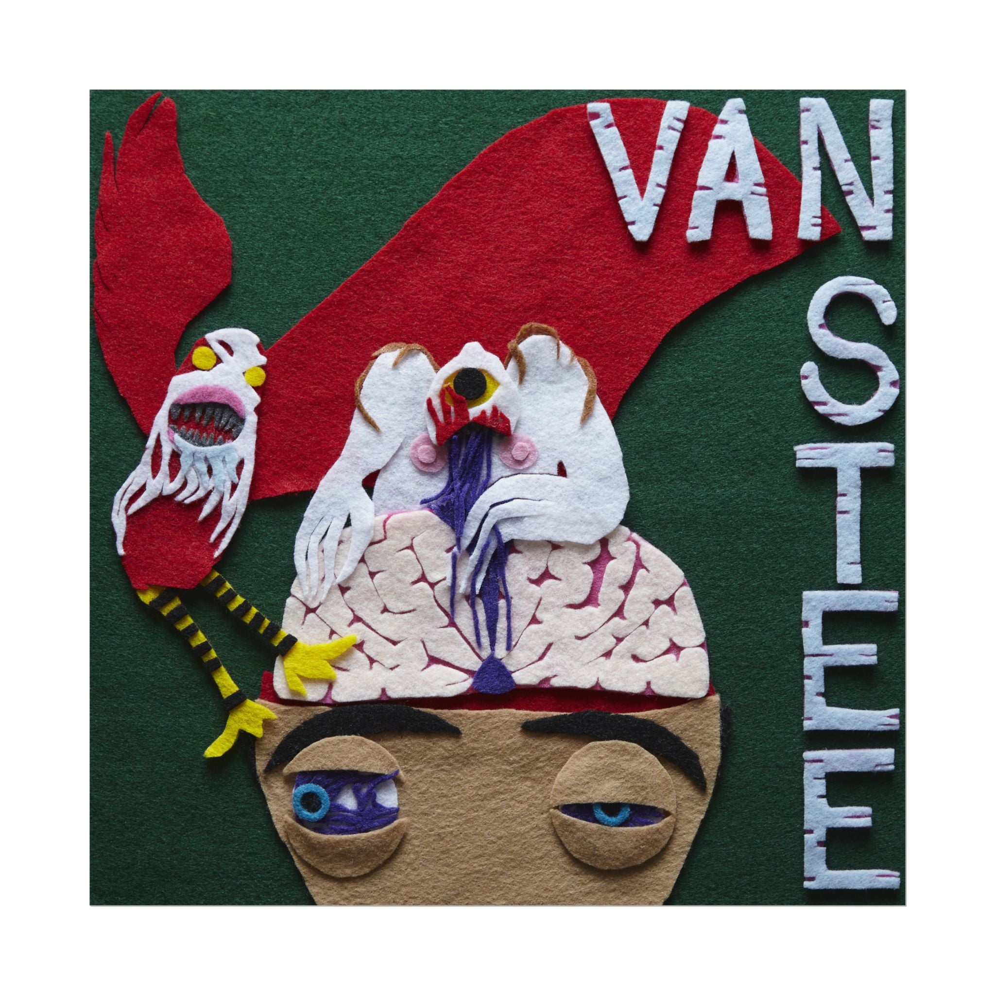 Van Stee Surrealist Watercolor Matte Poster — Textured Puppet Head Art Print