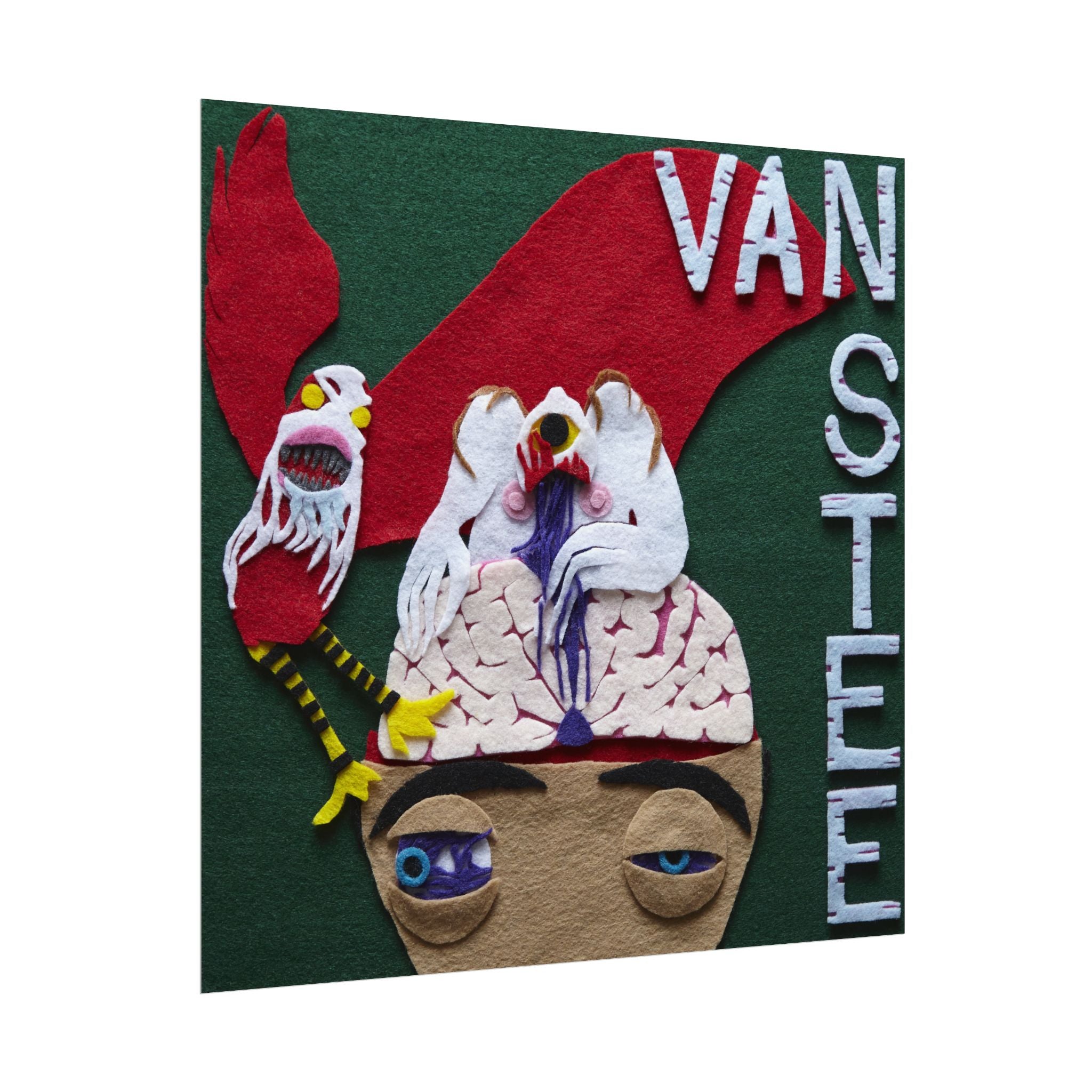 Van Stee Surrealist Watercolor Matte Poster — Textured Puppet Head Art Print