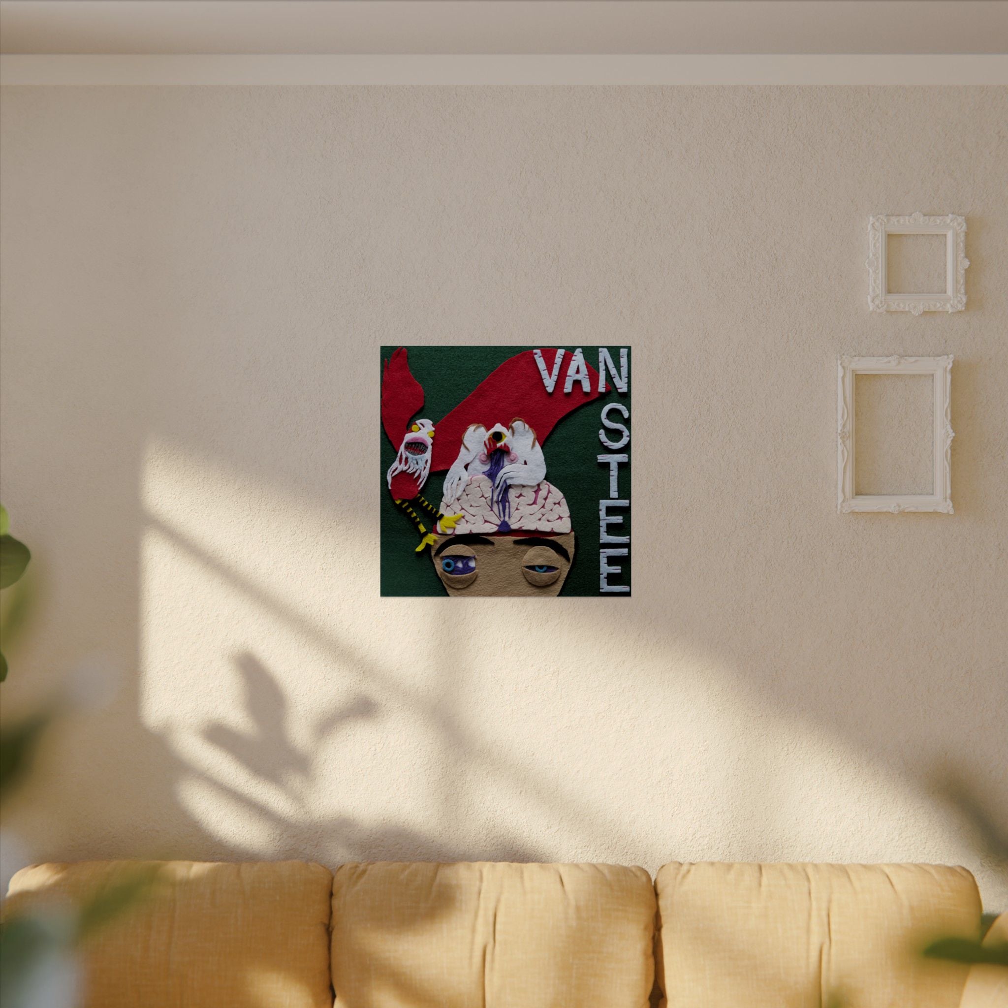 Van Stee Surrealist Watercolor Matte Poster — Textured Puppet Head Art Print