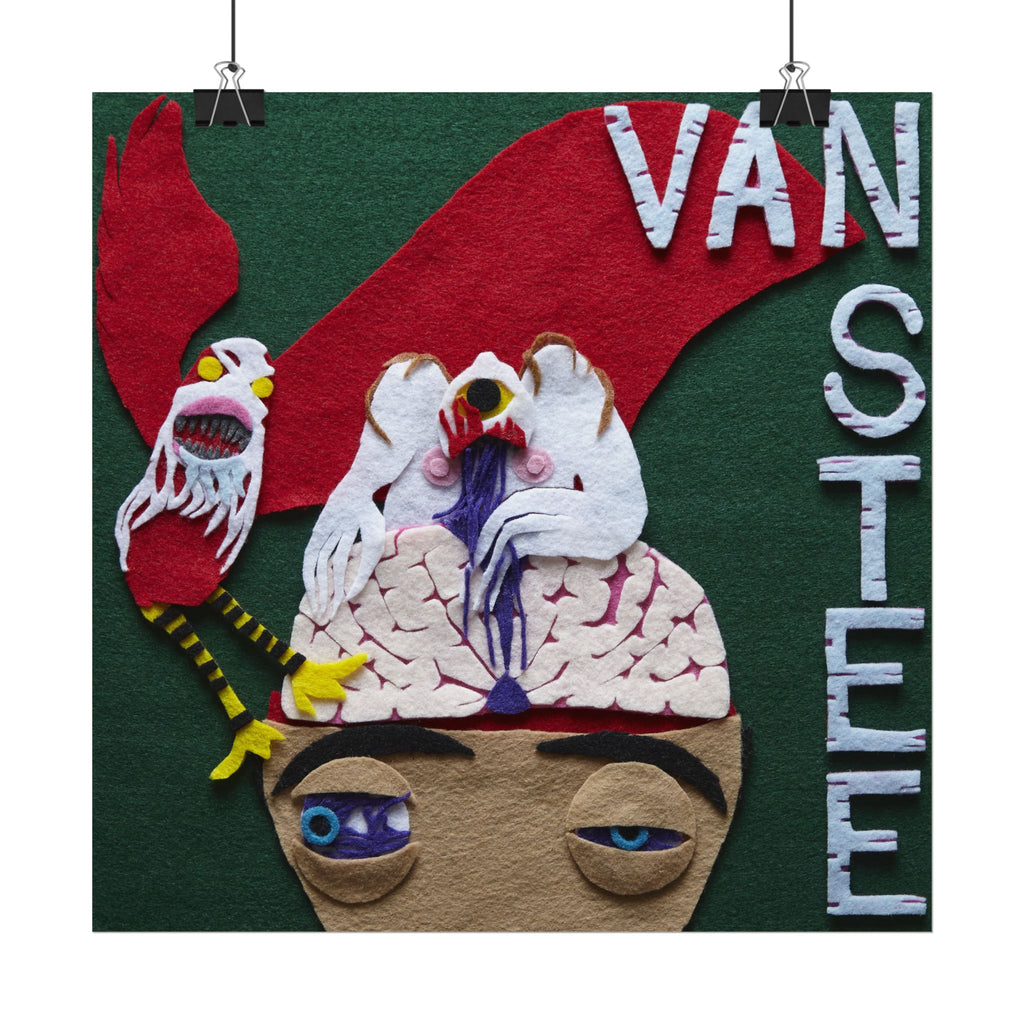 Van Stee Surrealist Watercolor Matte Poster — Textured Puppet Head Art Print